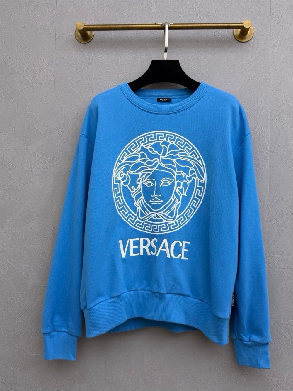 Versace Bright Blue Medusa Logo Crewneck Sweatshirt